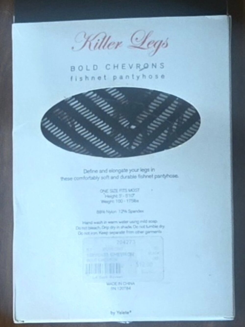 Yelete Killer Legs Bold Chevron Fishnet Panty Hose Black One Size NIP